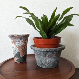 Two Small Painted Terracotta Plant Pots Planters Originally From Hobby Lobby